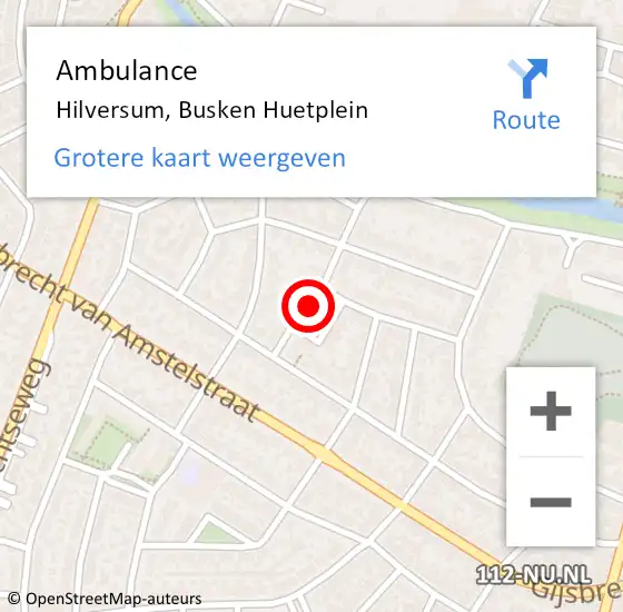 Locatie op kaart van de 112 melding: Ambulance Hilversum, Busken Huetplein op 11 februari 2014 12:13