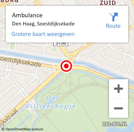Locatie op kaart van de 112 melding: Ambulance Den Haag, Soestdijksekade op 29 december 2017 14:58