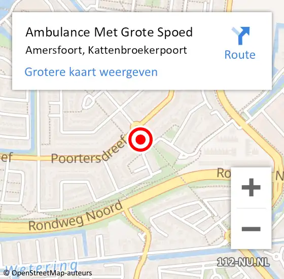 Locatie op kaart van de 112 melding: Ambulance Met Grote Spoed Naar Amersfoort, Kattenbroekerpoort op 29 december 2017 15:01