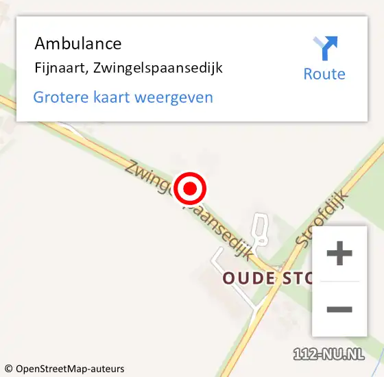 Locatie op kaart van de 112 melding: Ambulance Fijnaart, Zwingelspaansedijk op 29 december 2017 15:21