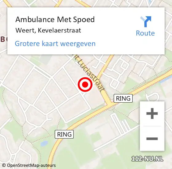 Locatie op kaart van de 112 melding: Ambulance Met Spoed Naar Weert, Kevelaerstraat op 29 december 2017 16:03