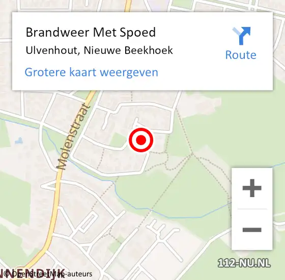 Locatie op kaart van de 112 melding: Brandweer Met Spoed Naar Ulvenhout, Nieuwe Beekhoek op 29 december 2017 16:29