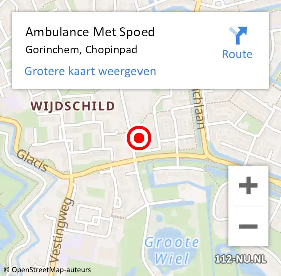 Locatie op kaart van de 112 melding: Ambulance Met Spoed Naar Gorinchem, Chopinpad op 29 december 2017 17:19