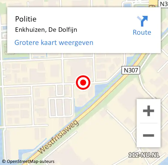 Locatie op kaart van de 112 melding: Politie Enkhuizen, De Dolfijn op 29 december 2017 17:42