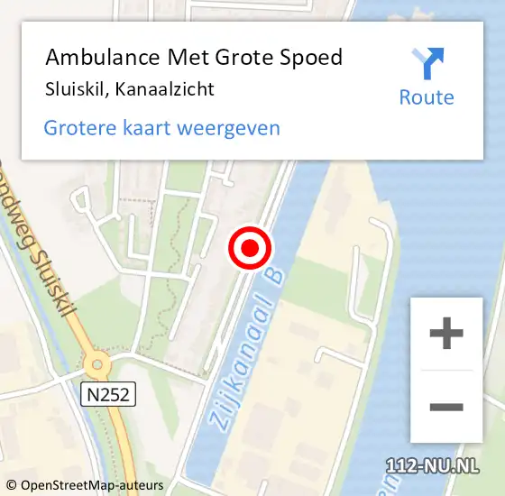 Locatie op kaart van de 112 melding: Ambulance Met Grote Spoed Naar Sluiskil, Kanaalzicht op 29 december 2017 17:50