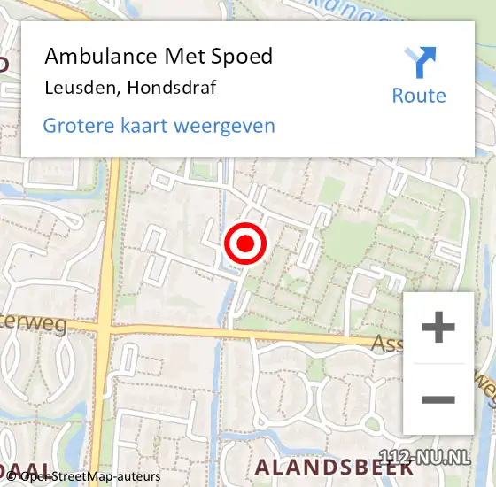 Locatie op kaart van de 112 melding: Ambulance Met Spoed Naar Leusden, Hondsdraf op 29 december 2017 18:23