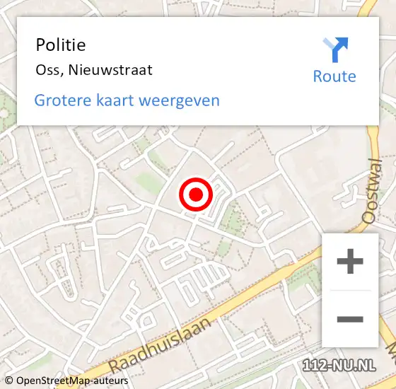 Locatie op kaart van de 112 melding: Politie Oss, Nieuwstraat op 29 december 2017 18:25