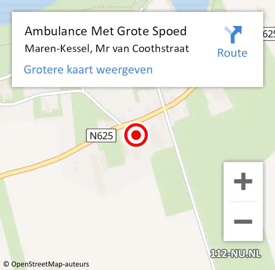 Locatie op kaart van de 112 melding: Ambulance Met Grote Spoed Naar Maren-Kessel, Mr van Coothstraat op 29 december 2017 18:26