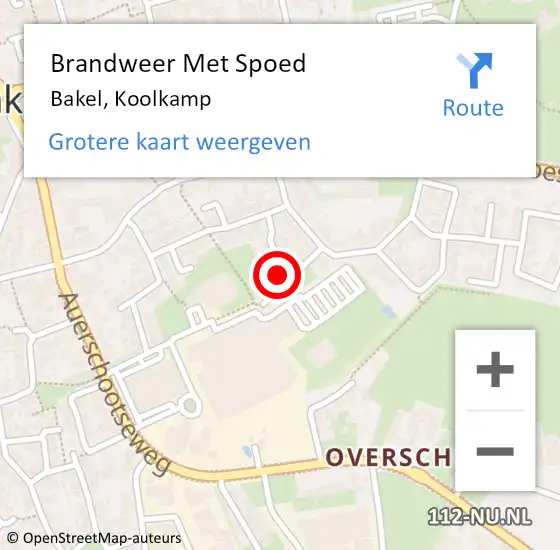 Locatie op kaart van de 112 melding: Brandweer Met Spoed Naar Bakel, Koolkamp op 29 december 2017 18:37