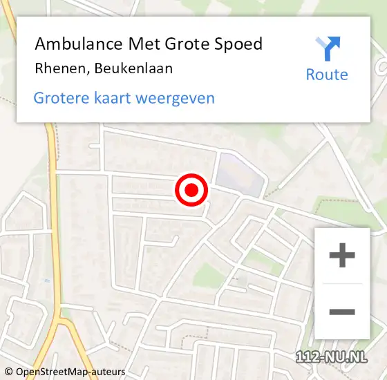 Locatie op kaart van de 112 melding: Ambulance Met Grote Spoed Naar Rhenen, Beukenlaan op 29 december 2017 19:10