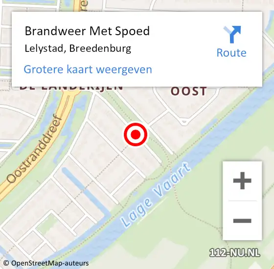 Locatie op kaart van de 112 melding: Brandweer Met Spoed Naar Lelystad, Breedenburg op 29 december 2017 20:13