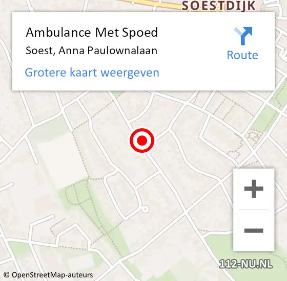 Locatie op kaart van de 112 melding: Ambulance Met Spoed Naar Soest, Anna Paulownalaan op 29 december 2017 20:28