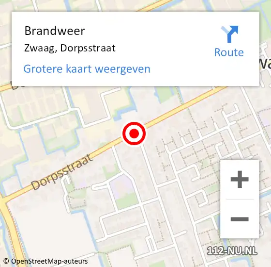 Locatie op kaart van de 112 melding: Brandweer Zwaag, Dorpsstraat op 29 december 2017 20:54