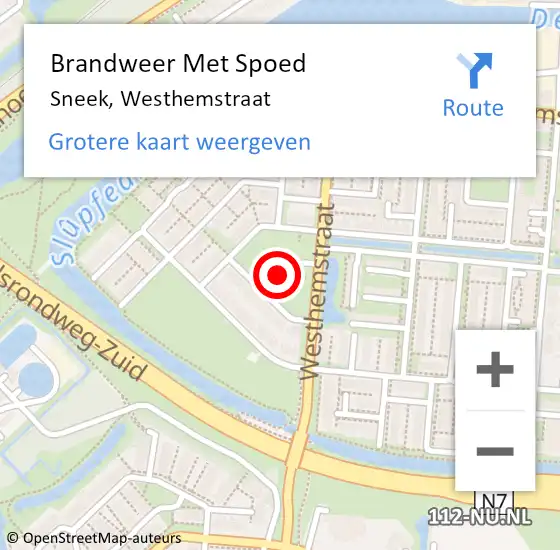 Locatie op kaart van de 112 melding: Brandweer Met Spoed Naar Sneek, Westhemstraat op 29 december 2017 21:08