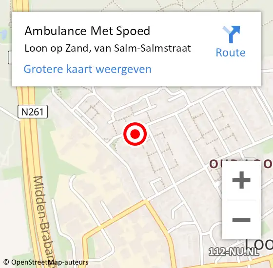 Locatie op kaart van de 112 melding: Ambulance Met Spoed Naar Loon op Zand, van Salm-Salmstraat op 29 december 2017 21:18