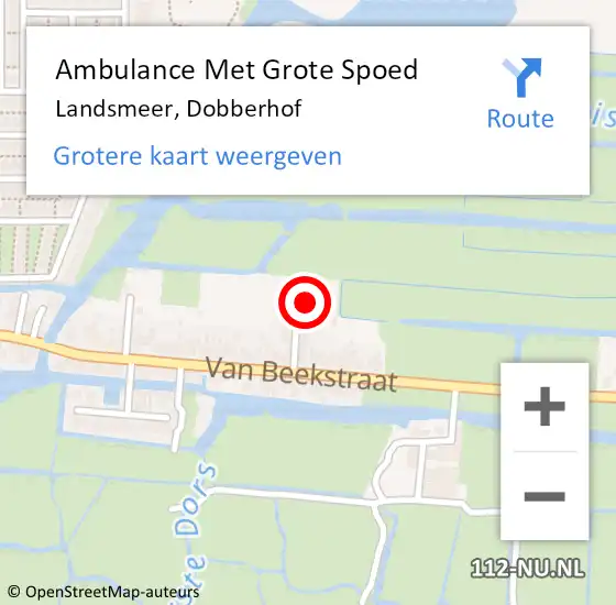 Locatie op kaart van de 112 melding: Ambulance Met Grote Spoed Naar Landsmeer, Dobberhof op 29 december 2017 21:23