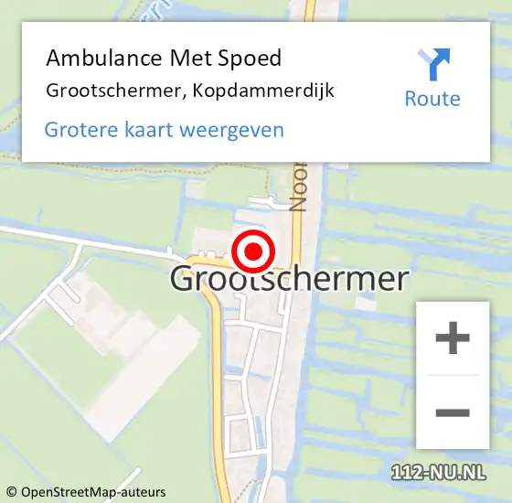 Locatie op kaart van de 112 melding: Ambulance Met Spoed Naar Grootschermer, Kopdammerdijk op 29 december 2017 21:34