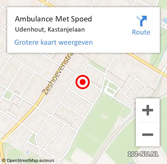 Locatie op kaart van de 112 melding: Ambulance Met Spoed Naar Udenhout, Kastanjelaan op 29 december 2017 21:39