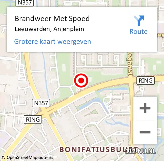 Locatie op kaart van de 112 melding: Brandweer Met Spoed Naar Leeuwarden, Anjenplein op 29 december 2017 22:16