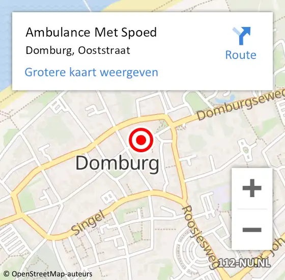 Locatie op kaart van de 112 melding: Ambulance Met Spoed Naar Domburg, Ooststraat op 29 december 2017 22:18