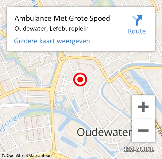 Locatie op kaart van de 112 melding: Ambulance Met Grote Spoed Naar Oudewater, Lefebureplein op 29 december 2017 23:49