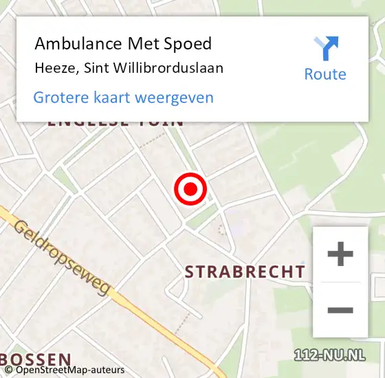 Locatie op kaart van de 112 melding: Ambulance Met Spoed Naar Heeze, Sint Willibrorduslaan op 30 december 2017 00:29