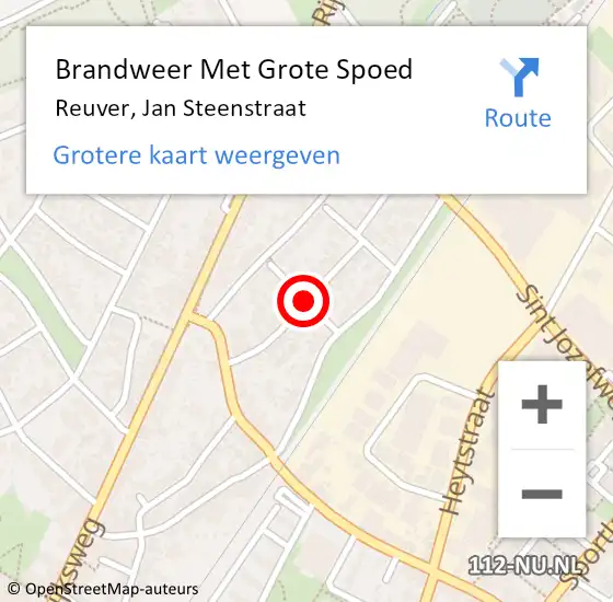 Locatie op kaart van de 112 melding: Brandweer Met Grote Spoed Naar Reuver, Jan Steenstraat op 30 december 2017 00:58