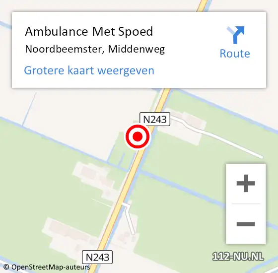 Locatie op kaart van de 112 melding: Ambulance Met Spoed Naar Noordbeemster, Middenweg op 30 december 2017 01:40