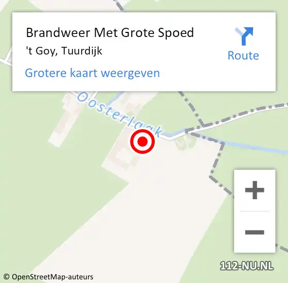 Locatie op kaart van de 112 melding: Brandweer Met Grote Spoed Naar 't Goy, Tuurdijk op 30 december 2017 02:03