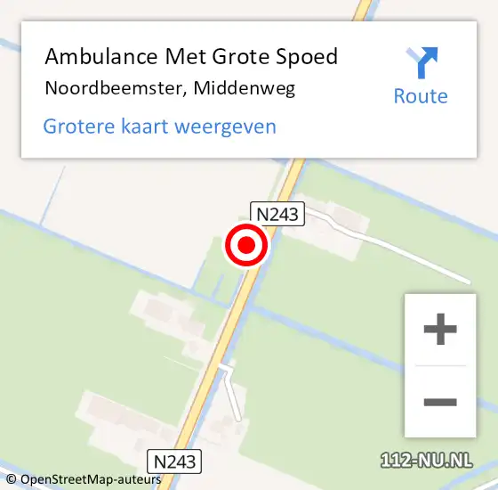 Locatie op kaart van de 112 melding: Ambulance Met Grote Spoed Naar Noordbeemster, Middenweg op 30 december 2017 02:12