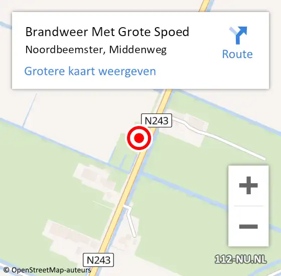 Locatie op kaart van de 112 melding: Brandweer Met Grote Spoed Naar Noordbeemster, Middenweg op 30 december 2017 02:14