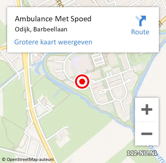 Locatie op kaart van de 112 melding: Ambulance Met Spoed Naar Odijk, Barbeellaan op 30 december 2017 02:23