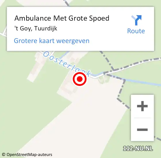 Locatie op kaart van de 112 melding: Ambulance Met Grote Spoed Naar 't Goy, Tuurdijk op 30 december 2017 02:39