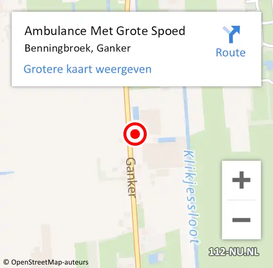 Locatie op kaart van de 112 melding: Ambulance Met Grote Spoed Naar Benningbroek, Ganker op 30 december 2017 02:56