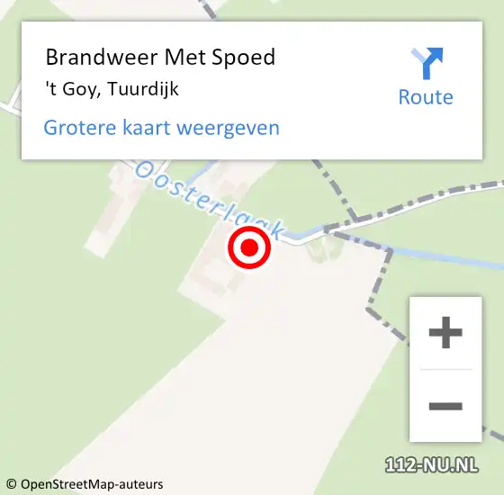 Locatie op kaart van de 112 melding: Brandweer Met Spoed Naar 't Goy, Tuurdijk op 30 december 2017 03:24