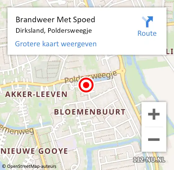 Locatie op kaart van de 112 melding: Brandweer Met Spoed Naar Dirksland, Poldersweegje op 30 december 2017 04:06