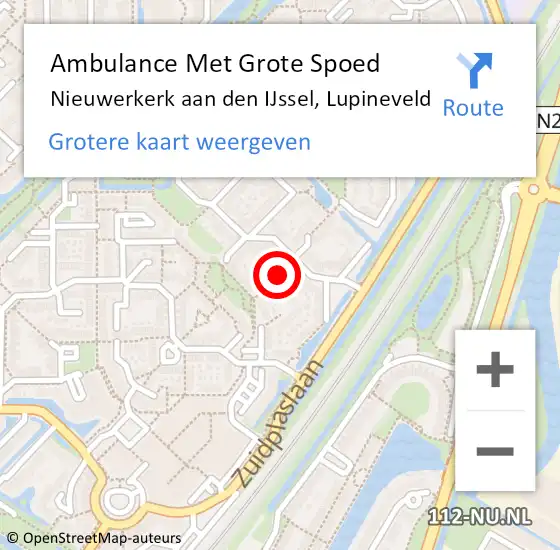 Locatie op kaart van de 112 melding: Ambulance Met Grote Spoed Naar Nieuwerkerk aan den IJssel, Lupineveld op 30 december 2017 04:21