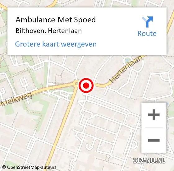 Locatie op kaart van de 112 melding: Ambulance Met Spoed Naar Bilthoven, Hertenlaan op 30 december 2017 04:27