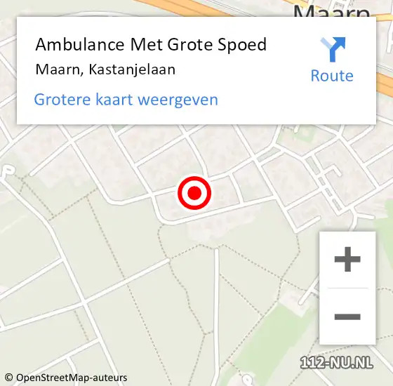 Locatie op kaart van de 112 melding: Ambulance Met Grote Spoed Naar Maarn, Kastanjelaan op 30 december 2017 04:39