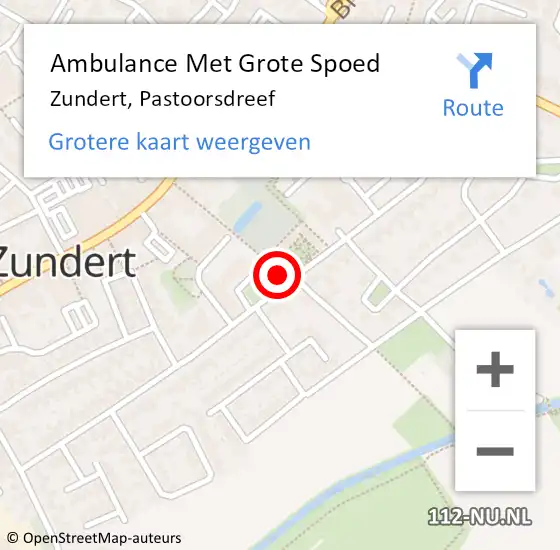 Locatie op kaart van de 112 melding: Ambulance Met Grote Spoed Naar Zundert, Pastoorsdreef op 30 december 2017 04:43