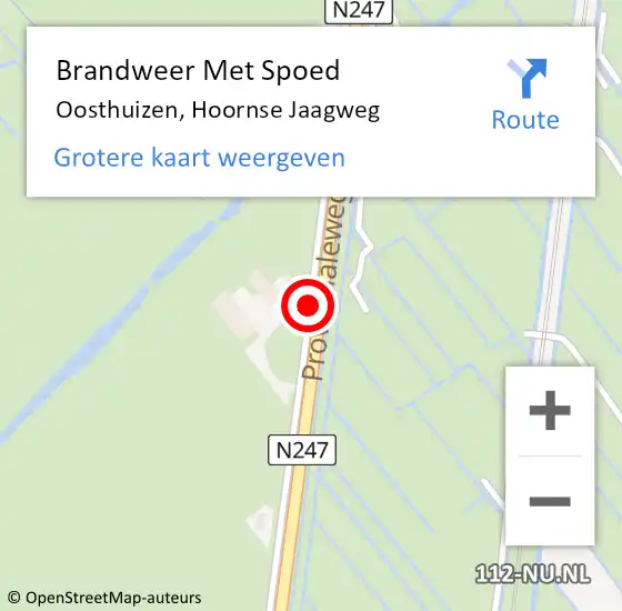 Locatie op kaart van de 112 melding: Brandweer Met Spoed Naar Oosthuizen, Hoornse Jaagweg op 30 december 2017 06:43