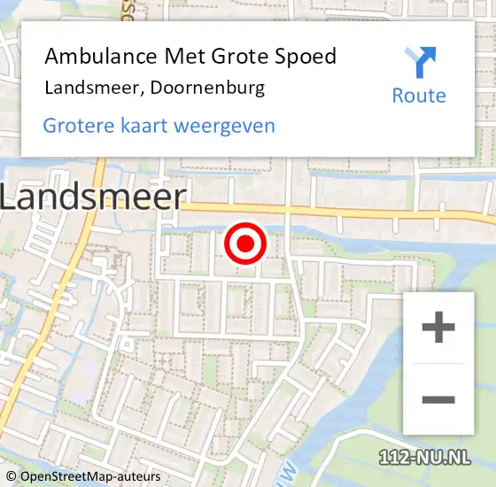 Locatie op kaart van de 112 melding: Ambulance Met Grote Spoed Naar Landsmeer, Doornenburg op 30 december 2017 06:51