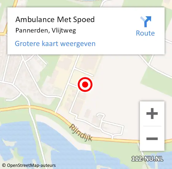 Locatie op kaart van de 112 melding: Ambulance Met Spoed Naar Pannerden, Vlijtweg op 30 december 2017 07:25