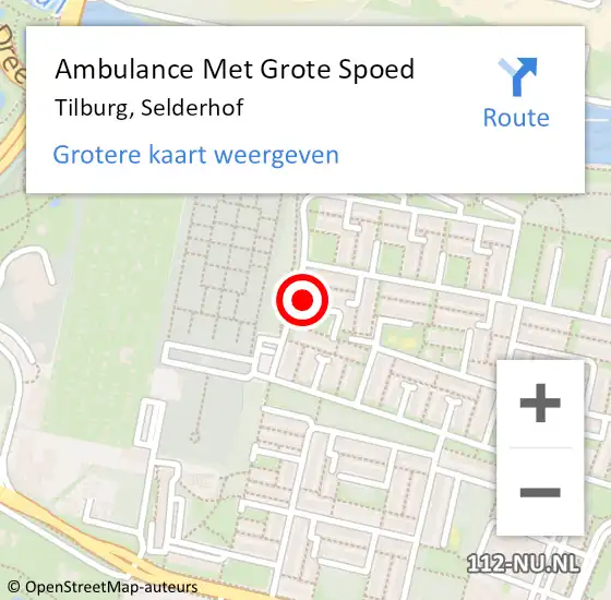 Locatie op kaart van de 112 melding: Ambulance Met Grote Spoed Naar Tilburg, Selderhof op 30 december 2017 08:10