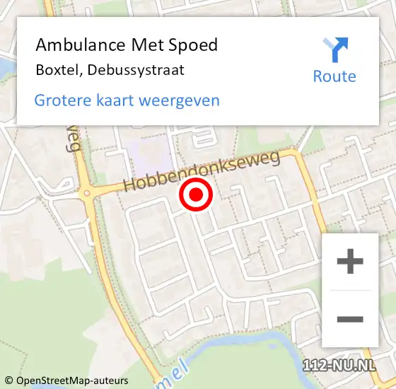 Locatie op kaart van de 112 melding: Ambulance Met Spoed Naar Boxtel, Debussystraat op 30 december 2017 09:34