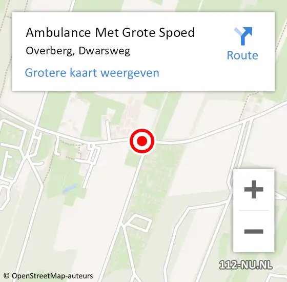 Locatie op kaart van de 112 melding: Ambulance Met Grote Spoed Naar Overberg, Dwarsweg op 30 december 2017 09:40