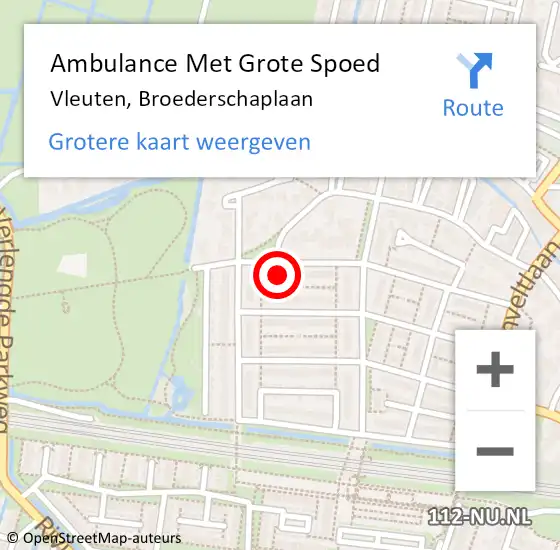 Locatie op kaart van de 112 melding: Ambulance Met Grote Spoed Naar Vleuten, Broederschaplaan op 30 december 2017 11:19