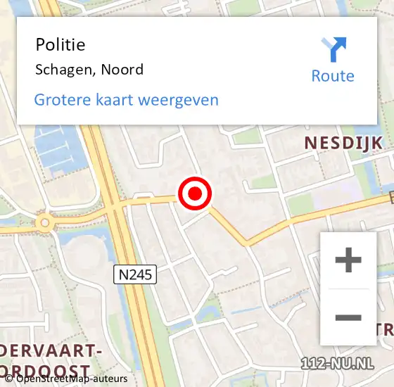 Locatie op kaart van de 112 melding: Politie Schagen, Noord op 30 december 2017 11:31