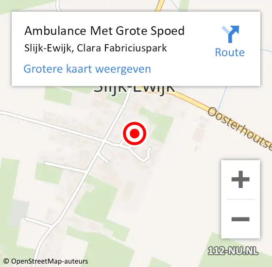 Locatie op kaart van de 112 melding: Ambulance Met Grote Spoed Naar Slijk-Ewijk, Clara Fabriciuspark op 30 december 2017 11:40