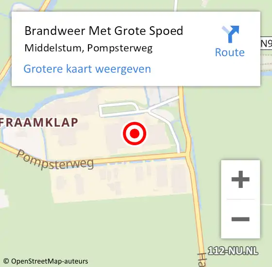 Locatie op kaart van de 112 melding: Brandweer Met Grote Spoed Naar Middelstum, Pompsterweg op 30 december 2017 12:00